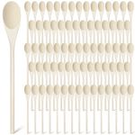 Zubebe 100 Pcs 12 Inch Long Wooden Spoons for Cooking Kitchen Wooden Spoons for Crafts Long Handle Wood Spoons Oval Wood Mixing Spoons Baking Mixing Serving Craft Utensils for Serving Baking Stirring