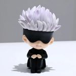 Blue Aura Jujutsu Kaisen Action Figure Height - 8.5cm PVC Multicolour Collectible | Gojo Mini Sitting Masked