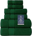 COZYART Formal Green Bath Towels Set 6 Piece, Luxury 100% Turkish Cotton 650GSM Hotel Quality, Soft, Absorbent,Towel Sets for Bathroom | 2 Bath Towels 2 Hand Towels 2 Washcloths