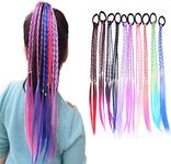 10Pcs Colorful Wig Braid Head Rope, Hair Strands Hairpieces, Girl Hair Braided Extension Accessories, Hair Tie Headdress with Elastic Rope Band, Gradient Colors Ponytail, Hairstyle Beauty Supplies