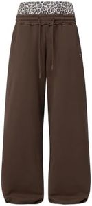 Aelfric Eden Double Waist Sweatpants Baggy Wide Leg Pants for Women Men Brown XS