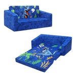 Decalsweet Foldable Kids Sofa,Double Seat 2 in 1 Flip Open Kids Sofa Bed with Pocket,Comfortable Children's Sofa for Bedroom Nursery Playroom,Gift for Boys Girls-Dinosaur