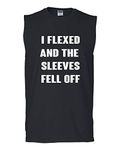 I Flexed and The Sleeves Fell Off Muscle Shirt Funny Gym Workout, Black, Medium