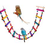 Bonaweite Bird Parrot Toys, Naturals Rope Colorful Step Ladder Swing Bridge for Pet Trainning Playing, Flexible Birds Cage Accessories Decoration for Cockatiel Conure Parakeet