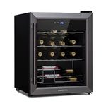 Klarstein Ultimo Uno Wine Fridge - Wine Cooler with Temperature Controller: 5-8 °C, Wine Fridge with Touch Control Panel, Space for Bottles, Black, 42 L