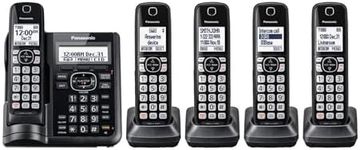 PANASONIC KX-TGF545B Expandable Cordless Phone with Call Block and Answering Machine - 5 Handsets