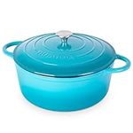 Cast Iron Dutch Oven with Lid – Non-Stick Ovenproof Enamelled Casserole Pot – Sturdy Dutch Oven Cookware – Blue, 7.3-Quart, 30cm – by Nuovva