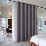 PONY DANCE Living Room Curtain - Saving Energy Hotel Wide Width Partition Privacy Screen Eyelet Blackout Curtain with Eylets Space Divider for Nursery/Bedroom/Office, 1 Panel, W 120" x L 96", Grey