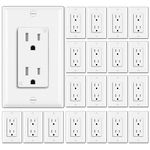 BESTTEN 20 Pack - 15 Amp Tamper Resistant Decor Receptacle, Standard Electrical Wall Outlet, Decorative Wallplate Included, 15A/125V/1875W, Commercial Grade, cUL Listed, White