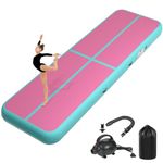 Inflatable Gymnastics Mat, Air Track Tumbling Mat 6.6ft Tumble Track, Tumbling Mat Tapis Gymnastique with Electric Air Pump for Kids Adults Home Outdoor Training 6.6ft*3.3ft*4in/Pink Green