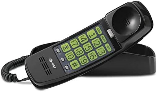 AT&T TRIMLINE 213-11 Corded Home Phone with Extra Big Buttons & Visual Ringer. No AC Power Required, Improved Easy-wall-mount, Lighted Keypad, 10 Speed Dial Keys, Volume Control,Senior Friendly. BLACK