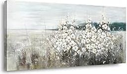 Wall Art White Flower Wall Decor Beach Wall Art Picture Painting Canvas Wall Art for Living Room Landscape Paintings Artwork Canvas Prints Framed Large Wall Decor 20”x 40”(50x100CM)…