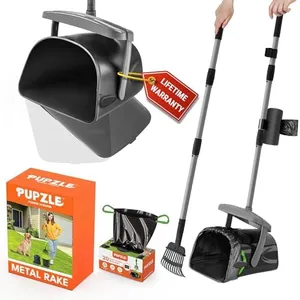 Pupzle Dog Pooper Scooper with Bag Attachment, 40" Long Handle Pooper Scooper for Large Dogs, Dog Poop Scoop for Yard, Large Capacity Swivel Bin and Rake with 25 Refill Bags for Dogs