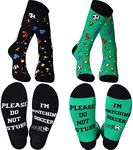 Coume 2 Pairs Soccer Cop Motorcycle Lovers Gifts Please Do Not Disturb Im Watching Socks Novelty Baseball Softball Socks for Men (Soccer), Black, Green, 4