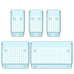 Boniry Drawer Storage Organizer | Drawer Organizer Trays Set Clear Plastic Storage Bins Bathroom Tray Dividers Acrylic Organizer | Dressing Table Organizer (Sea Blue, 5 Pcs)