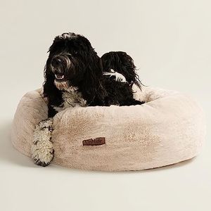UnHide Floof Pet Bed - XL (40"x14") - Extra Soft Dog Bed - Removable Faux Fur Cover - Machine Washable - Helps Ease Pet Anxiety & Provides The Perfect Sleep, Beige