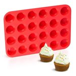 CAKETIME Silicone Muffin Pan Mini 24 Cups Cupcake Pan, Nonstick BPA Free Silicone Baking Pan 1 Pack