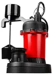 Red Lion RL-SP33V 115-Volt, 1/3 HP, 3200 GPH Aluminum and Thermoplastic Sump Pump with Vertical Switch and 8-Ft. Cord, Red, 14942741