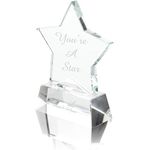 Personalised Glass Star Trophy/Award/Paperweight - Custom Engraved Plaque for Awards - Best Employee, Coach, Teacher and Special Occasions - Ideal Gift for Men & Women