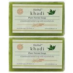 Herbal Khadi NATURAL PURE NEEM SOAP Body Cleanser Revitalizing, Anti Acne, Anti Rash, Improves Skin Texture for Men & Women (Pack of 2) (250 g)