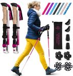 Walking Sticks for Women - 14.5" Foldable Hiking Poles for Backpacking, Exercising and Traveling, Set of 2 Aluminum Nordic Collapsible Trekking Poles (100-120cm, Pink)