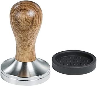 Ezebesta 51mm Coffee Tamper Espresso Press with Tamper Mat Tamper with 304 Stainless Steel Base Wooden Handle Barista Espresso Machines Accessory (51mm)