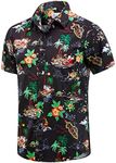 EUOW Christmas Button Down Shirt for Men Short Sleeve Funny Santa Hawaiian Vacation Shirts, Christmas-Black, X-Large