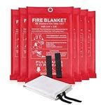 Fire Blanket Emergency for Home Kitchen - LUXJET 6 Pack Fiberglass Suppression Fire Blanket, Survival Gear for Camping, Kitchen, Boat, Car & Office, Amusement Building