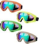 LJDJ Ski Goggles, Pack of 4 - Snowboard Adjustable UV 400 Protective Motorcycle Goggles Outdoor Sports Tactical Glasses Dust-Proof Combat Military Sunglasses for Kids, Boys, Girls, Youth, Men, Women