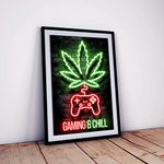 One click creations Gaming & Chill Poster with Frame for Room and Home Décor HD Print Quality (Multicolor, 12 X 18 inch, Framed)