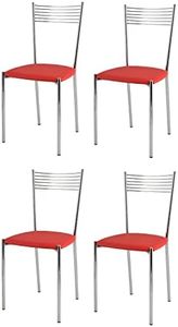 t m c s Tommychairs - Set 4 chaises Elegance pour Cuisine, Bar et Salle à Manger, Robuste Structure en Acier chromé et Assise rembourrée et revêtue en Cuir Artificiel Couleur Rouge