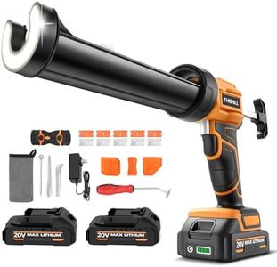 This Hill Cordless Electric Caulk Gun, 10oz Dripless Silicone Hand Caulking Gun with 2 x 2000mAh Batteries, 4 Adjustable Speeds, Built-in LED Light, 9Pcs Caulking Tool Kit for Sealing Filling