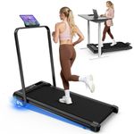 HomeFitnessCode Folding Treadmill, 3.0HP Walking Pad Motorized Electric Under Desk Treadmills for Home with LED Display & Remote, Adjustable Speed, 140KG Capacity, No Assembly (Black with Handrail)