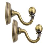 WINOMO 2pcs Vintage Alloy Pommel Curtain Holdbacks Tieback Hooks Door Wall Hat Coat Hangers (Bronze)