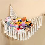 Large Stuffed Animal Toys Net,Macrame Toy Hammock,Nursery Storage & Organization Hammock,Corner Hanging Toy Storage Net with Tassel for Home or Nursery