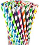 FAMASTON 150-pack Biodegradable Multicolor Paper Straws - Disposable Drinking Rainbow Paper Straws - For Cake Pops in Birthday, Anniversary, Wedding, Holiday Celebrations, Party Decor, & Supplies