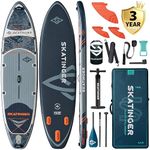 Skatinger 11'6×35" Super Wide Inflatable Paddle Board, Premium Woven Drop-Stitch Tech, 450lb/3 People/Family Paddle Board, Shoulder Strap, 100L Backpack, Ultra-Light, All-Round Sup Board