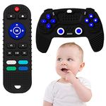 2PCS Silicone Baby Teething Toys Remote Control, Remote Control & Game Controller Silicone Teething Toy (Black)