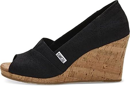 TOMS womens Classic Espadrille Wedge Sandal, Black Scattered Woven, 7.5 US