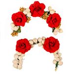 Gajra Artificial Flower Hair Bun Accessories Indian Handmade Hair Ornament for Women Partywear Marriage Mehndi Festival Gifting (Mogra and Rose Gajra -Set of 2)