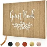 Guest Book - Simple Timeless Design Sign In for Wedding Reception, Baby Shower, Funeral, Vacation Home - Keepsake for Special Events - Polaroid Guestbook, Bookmark & Gold Floral - 9" x 6" (100 Pages)