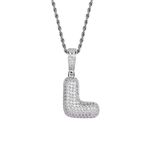 Chainzilla Alloy Steel with Cubic Zirconia Stones(White) Iced Out L Alphabet Pendant For Men & Women (White Color)