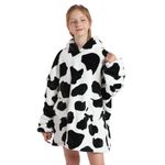 QPPIE Blanket Hoodie Kids Comfy Oodie Wearable Blanket Sherpa Warm Cozy Oversized Blanket Hooded Sweater for Boys Girls Teens Dairy-Cow One Size Fits All