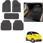 Cabix Car Grass Noodle Mat, PVC Anti Skid Footmat, Comfortable Complete Car Floor Mat for Tata Nano (Set of 5, Black Grey)