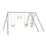 Intex 4 Activity Feature Outdoor Colored Playground Swing Set with Trapeze Bar