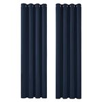 Deconovo Door Curtains Thermal Eyelet Curtains Ring Top Blackout Curtains Eyelet Curtains for Doors 52"x 84" Navy Blue 1 PAIR