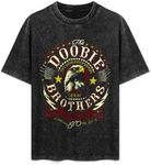 The Rock Doobie Music Brothers Band Man's Vintage Oversized T Shirt Cotton Graphic Short Sleeve Shirts Round Neck Unisex Tees Shirts XL