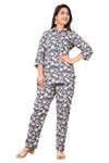 Monique Brand Printed Night Suits || Night wear Set || Pajama Set || top and Bottom Set || Nighty for Women Denim Blue