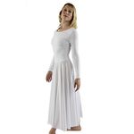 Danzcue Womens Praise Loose Fit Full Length Long Sleeve Dance Dress, White, Medium