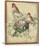 LHIUEM Birds Pictures Wall Decor(12”X16”) Spring Hummingbird Canvas Wall Art Framed Farmhouse Bird Botanical Art Prints Bird Nest Eggs Poster Birds Themed Vintage Framed Art for Bedroom Living Room